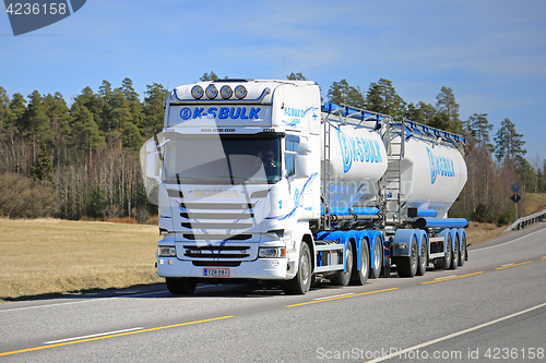 Image of Scania Tank Truck of KS-Bulk on Beautiful Day