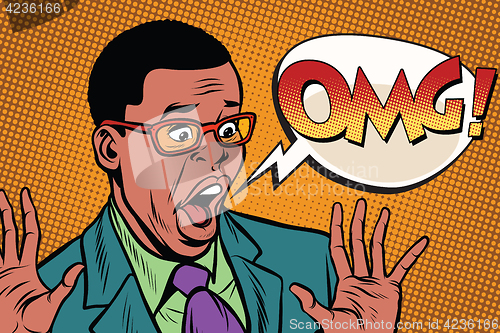 Image of OMG black man businessman pop art style