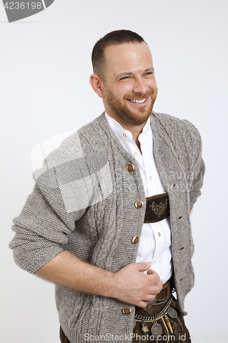 Image of man in bavarian traditional outfit for Oktoberfest