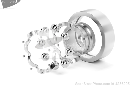 Image of Disassembled ball bearing