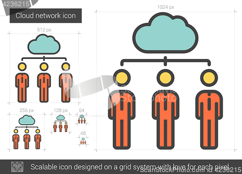 Image of Cloud network line icon.