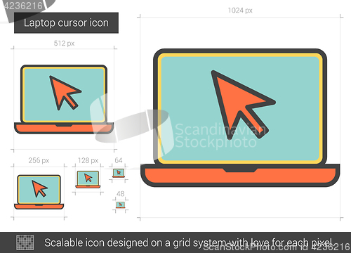 Image of Laptop cursor line icon.