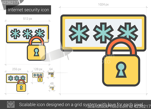 Image of Internet security line icon.