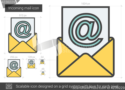 Image of Incoming mail line icon.