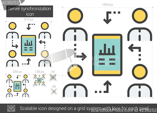 Image of Server synchronization line icon.