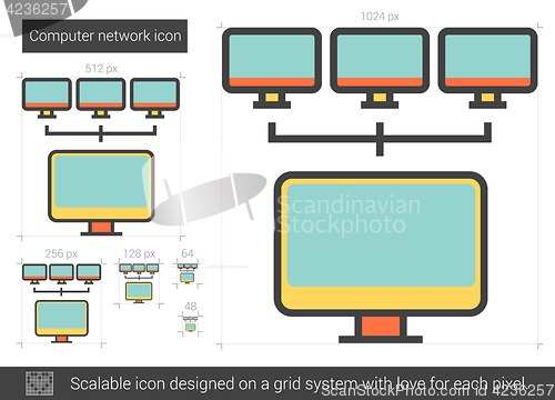 Image of Computer network line icon.