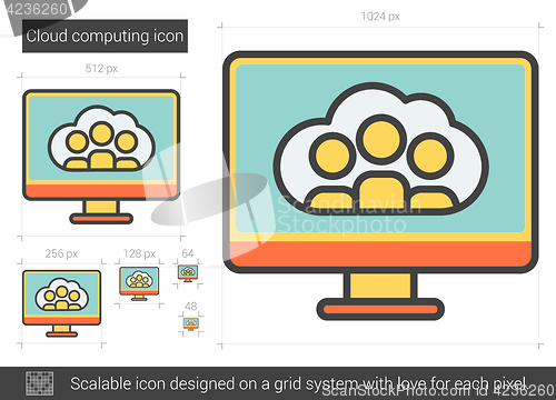 Image of Cloud computing line icon.