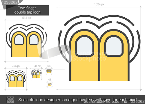 Image of Two-finger double tap line icon.