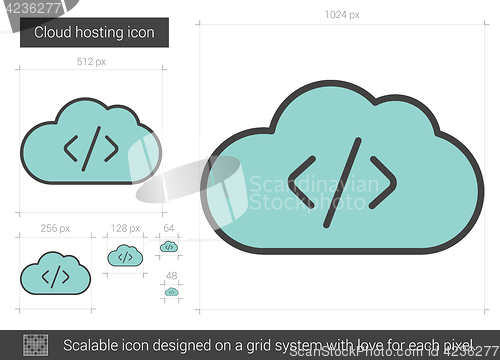 Image of Cloud hosting line icon.