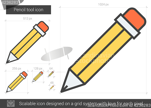 Image of Pencil tool line icon.