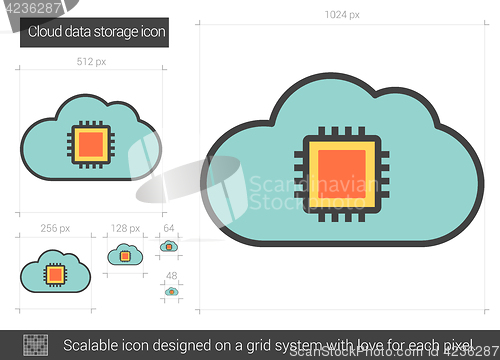 Image of Cloud data storage line icon.