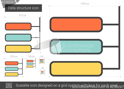 Image of Data structure line icon.