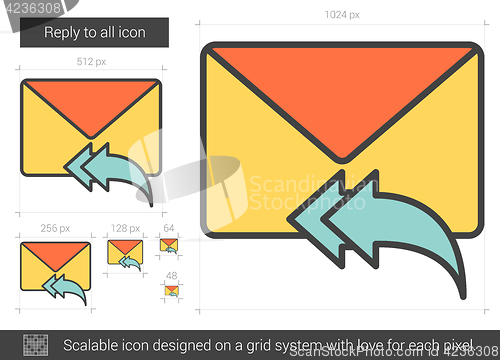 Image of Reply to all line icon.