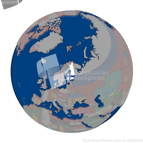 Image of Finland on political globe