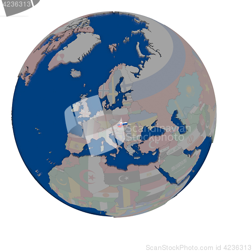 Image of Slovakia on political globe