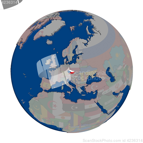 Image of Czech republic on political globe