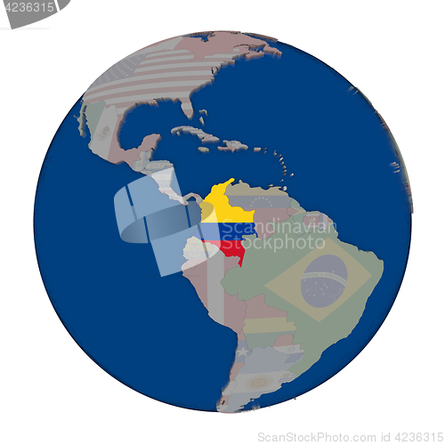 Image of Colombia on political globe