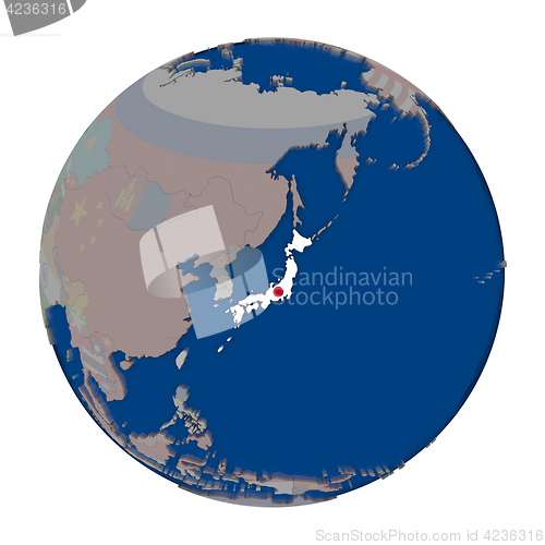 Image of Japan on political globe