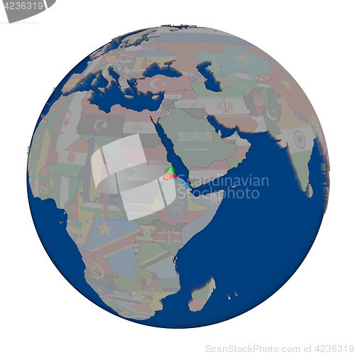 Image of Eritrea on political globe