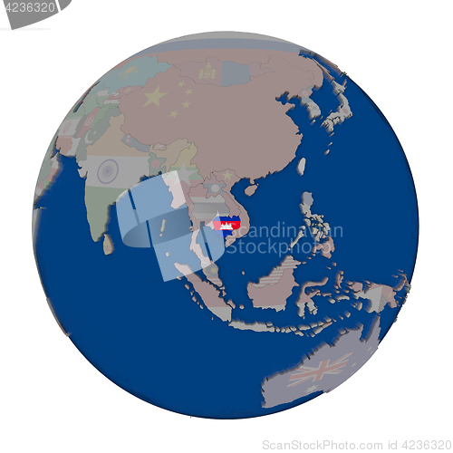 Image of Cambodia on political globe