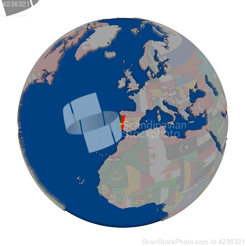 Image of Portugal on political globe
