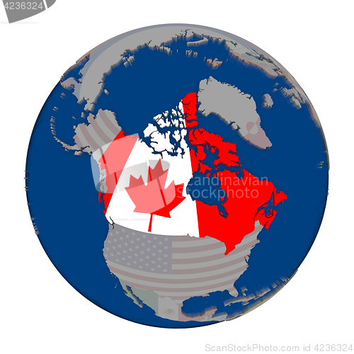 Image of Canada on political globe