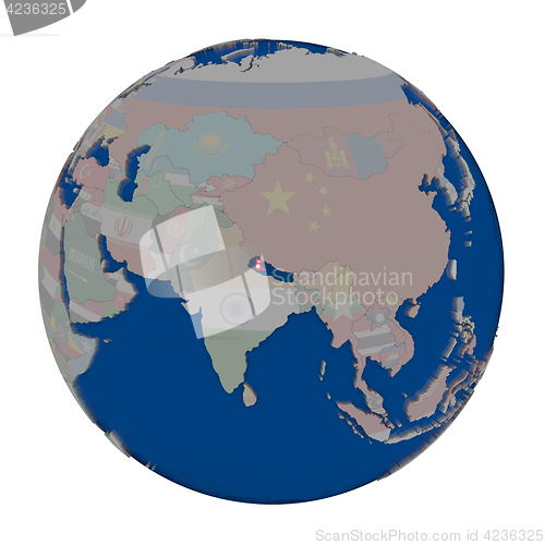 Image of Nepal on political globe