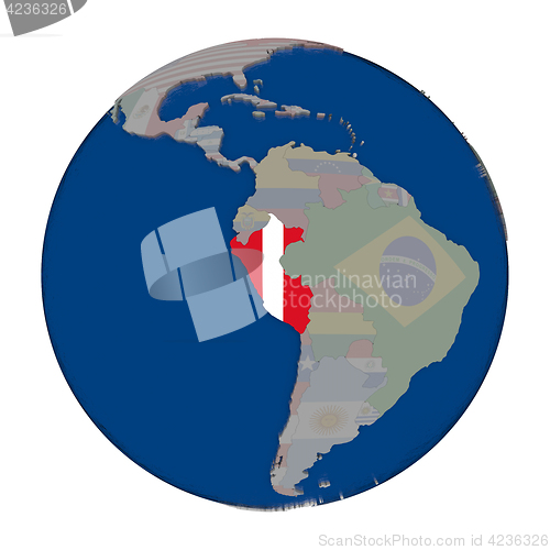 Image of Peru on political globe