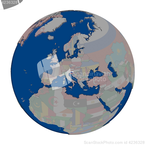 Image of Slovenia on political globe