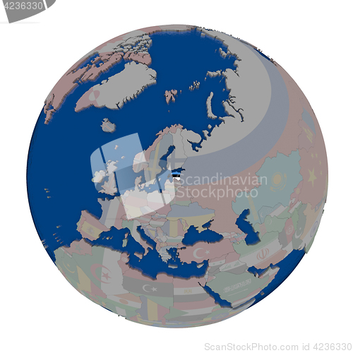 Image of Estonia on political globe