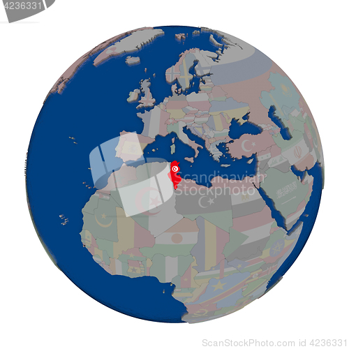 Image of Tunisia on political globe