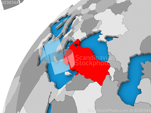 Image of Turkey on globe in red