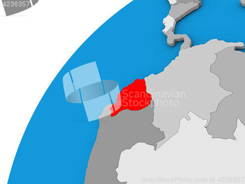 Image of Ecuador on globe in red