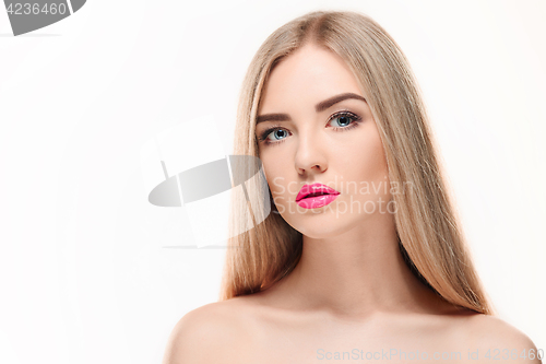 Image of Beautiful Blonde Girl. Healthy Long Hair.