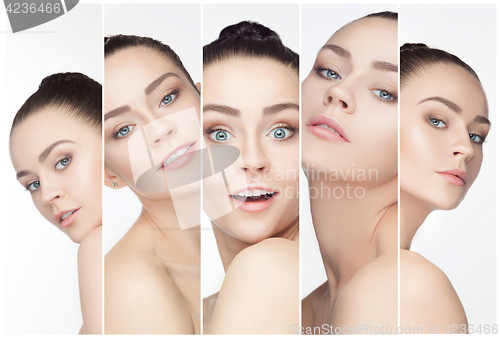 Image of The collage of a beautiful woman with perfect clean skin