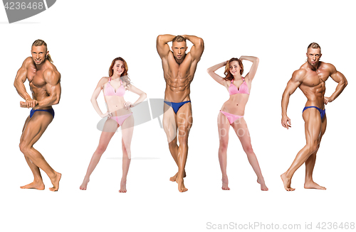 Image of Attractive male body builder on white background