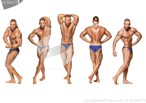 Image of Attractive male body builder on white background