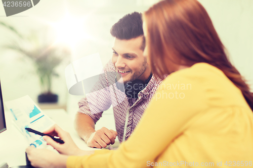 Image of creative team with headphones and computer