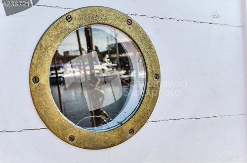 Image of  nautical porthole, close-up
