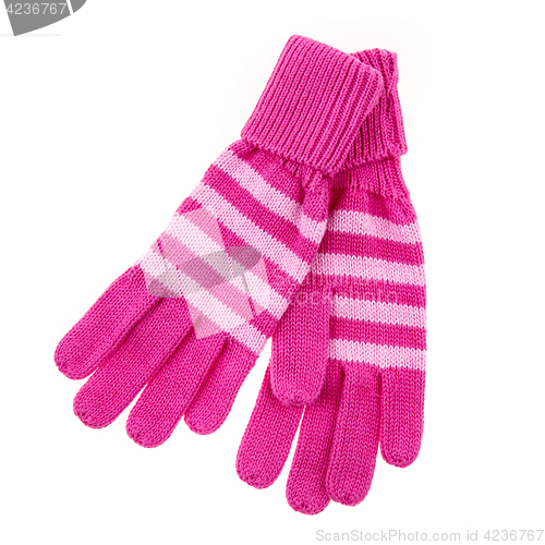 Image of knitted woolen baby gloves