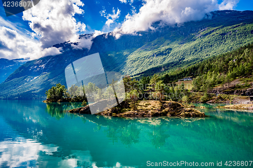 Image of lovatnet lake Beautiful Nature Norway.