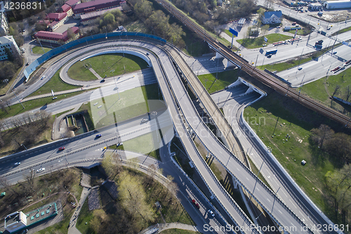 Image of Aerial view of a freeway intersection