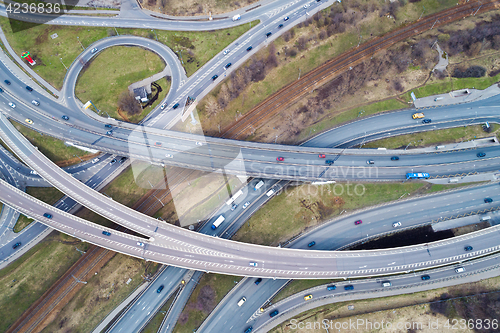 Image of Aerial view of a freeway intersection