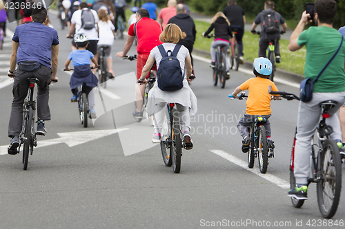 Image of Group of cyclist during the street race