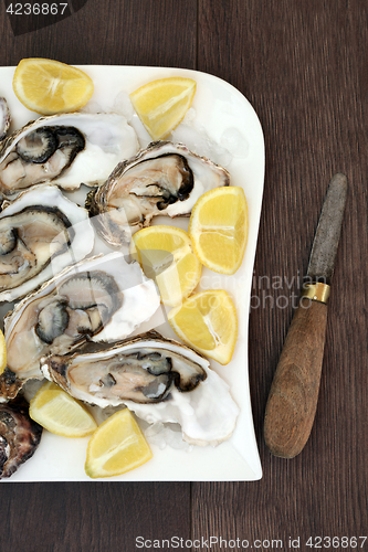 Image of Oysters on Ice with Lemon