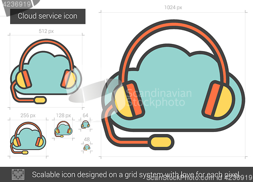 Image of Cloud service line icon.