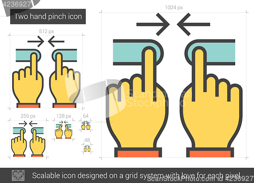 Image of Two hand pinch line icon.