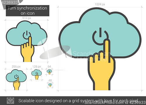 Image of Turn synchronization on line icon.