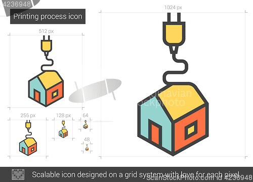 Image of Printing process line icon.