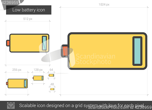 Image of Low battery line icon.